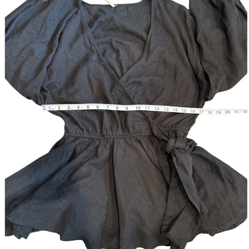 Free People Black wrap around top